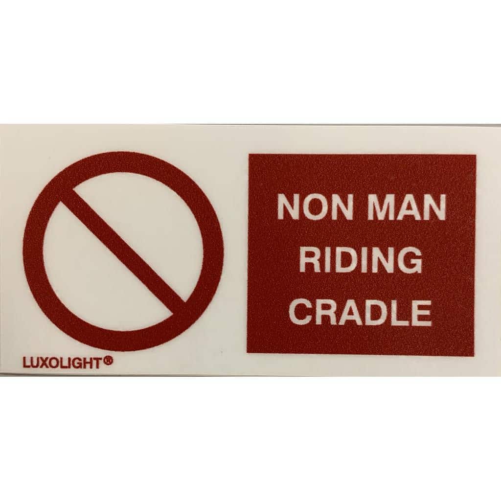 IMO PROHIBITION SIGN, No man riding cradle, adesivo fotoluminescente ...